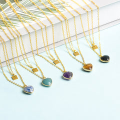 Crystal Natural Stone Heart Pendant/Necklace