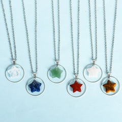 Crystal Natural Stone Star circle Pendant/Necklace