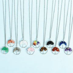 Crystal Natural Stone Tree of Life Pendant/Necklace