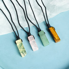Irregular Crystal Natural Stone Rectangular Pendant/Necklace