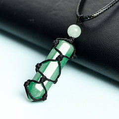 Handwoven Hexagonal Terminated Crystal Points Pendant/Necklace