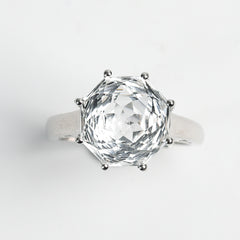 925 Sterling Silver Clear Quartz Faceted Ring