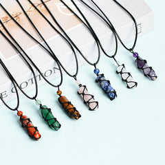 Handwoven Hexagonal Terminated Crystal Points Pendant/Necklace