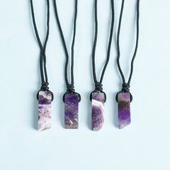 Irregular Crystal Natural Stone Rectangular Pendant/Necklace