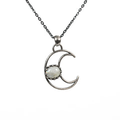Crystal Natural Stone Moon Pendant/Necklace