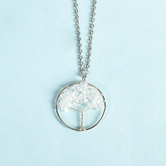 Crystal Natural Stone Tree of Life Pendant/Necklace