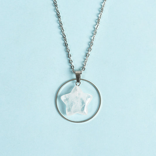 Crystal Natural Stone Star circle Pendant/Necklace