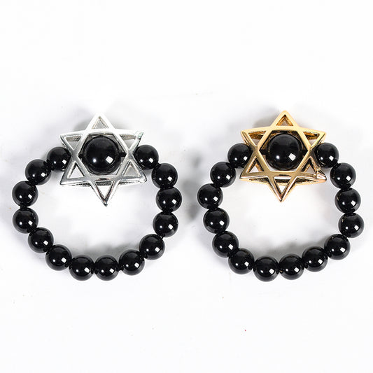 Star of David Crystal Natural Stone Bead Ring