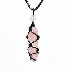 Handwoven Hexagonal Terminated Crystal Points Pendant/Necklace