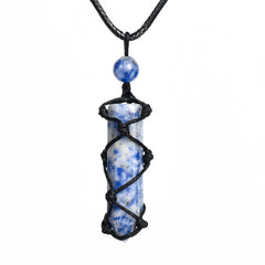 Handwoven Hexagonal Terminated Crystal Points Pendant/Necklace