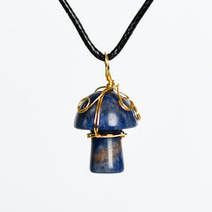Crystal Wire-Wrapped Mushroopm Tumbled Stone Necklace