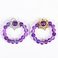 Star of David Crystal Natural Stone Bead Ring