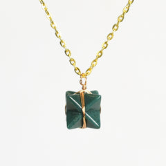 Crystal Wire-Wrapped Merkaba Tumbled Stone Pendant