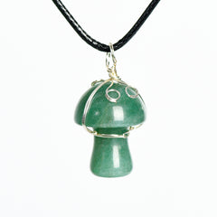 Crystal Wire-Wrapped Mushroopm Tumbled Stone Necklace