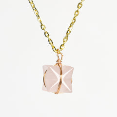 Crystal Wire-Wrapped Merkaba Tumbled Stone Pendant