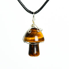 Crystal Wire-Wrapped Mushroopm Tumbled Stone Necklace