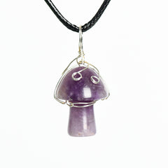 Crystal Wire-Wrapped Mushroopm Tumbled Stone Necklace