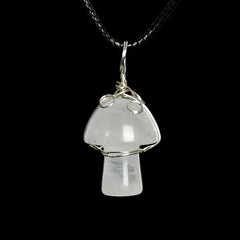 Crystal Wire-Wrapped Mushroopm Tumbled Stone Necklace