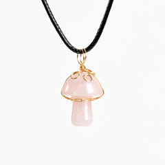 Crystal Wire-Wrapped Mushroopm Tumbled Stone Necklace