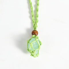 Crystal Handwoven Necklace Cord/Stone Holder Tumbled Stone Pendant/Necklace