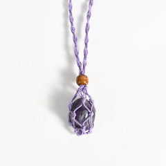 Crystal Handwoven Necklace Cord/Stone Holder Tumbled Stone Pendant/Necklace
