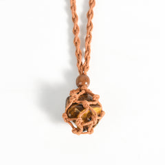 Crystal Handwoven Necklace Cord/Stone Holder Tumbled Stone Pendant/Necklace