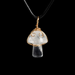 Crystal Wire-Wrapped Mushroopm Tumbled Stone Necklace