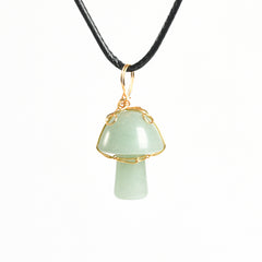 Crystal Wire-Wrapped Mushroopm Tumbled Stone Necklace