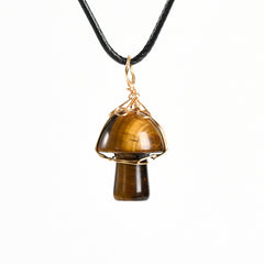 Crystal Wire-Wrapped Mushroopm Tumbled Stone Necklace