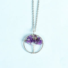 Crystal Natural Stone Tree of Life Pendant/Necklace