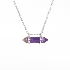 Hexagonal Double Terminated Crystal Points Chain Pendant/Necklace
