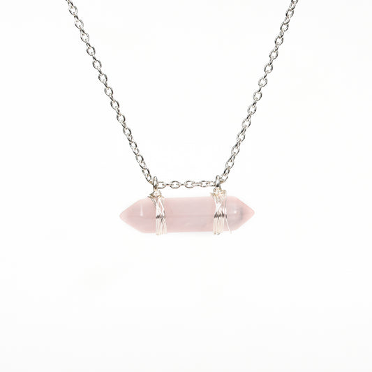 Hexagonal Double Terminated Crystal Points Chain Pendant/Necklace