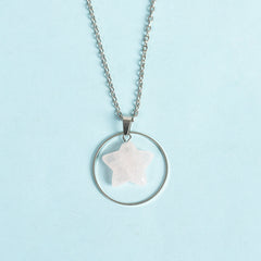 Crystal Natural Stone Star circle Pendant/Necklace