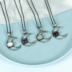 Crystal Natural Stone Moon Pendant/Necklace