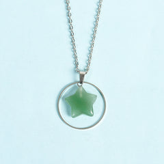 Crystal Natural Stone Star circle Pendant/Necklace