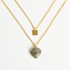 Crystal Natural Stone Heart Pendant/Necklace