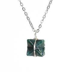 Crystal Wire-Wrapped Merkaba Tumbled Stone Pendant