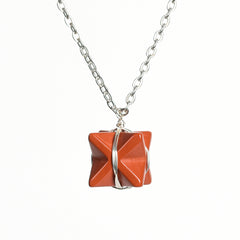Crystal Wire-Wrapped Merkaba Tumbled Stone Pendant