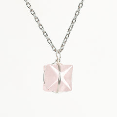 Crystal Wire-Wrapped Merkaba Tumbled Stone Pendant