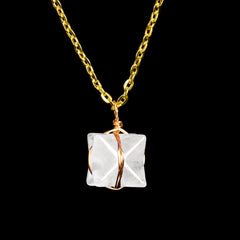 Crystal Wire-Wrapped Merkaba Tumbled Stone Pendant