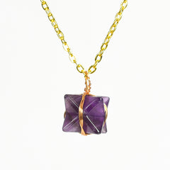 Crystal Wire-Wrapped Merkaba Tumbled Stone Pendant