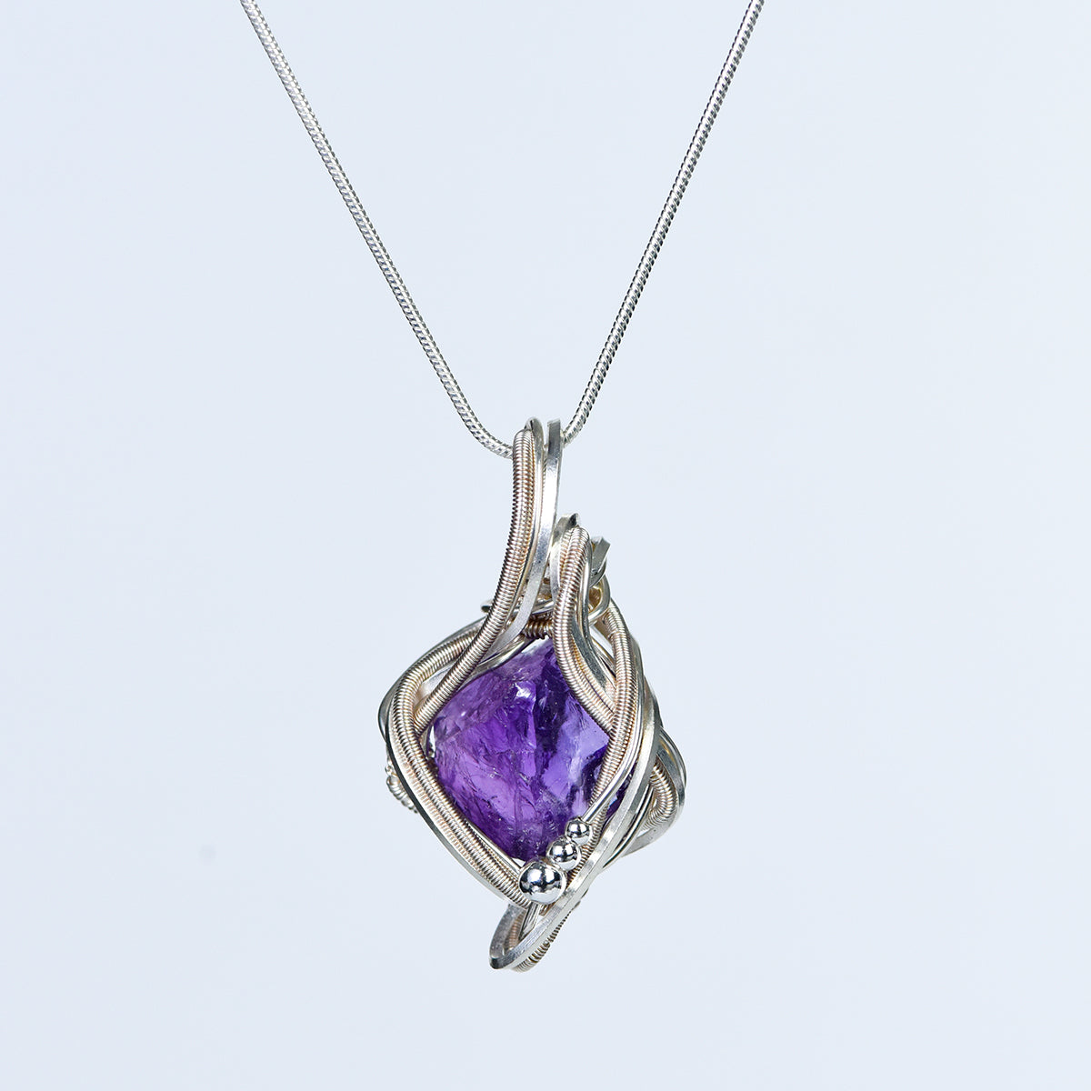 Copper Wire Wrapped Pendant Necklace