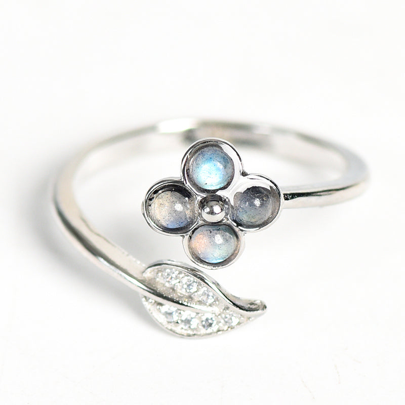 Four-leaf Clover Crystal Natural Stone Ring