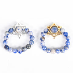 Star of David Crystal Natural Stone Bead Ring