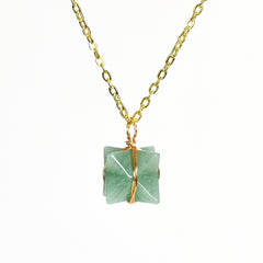 Crystal Wire-Wrapped Merkaba Tumbled Stone Pendant