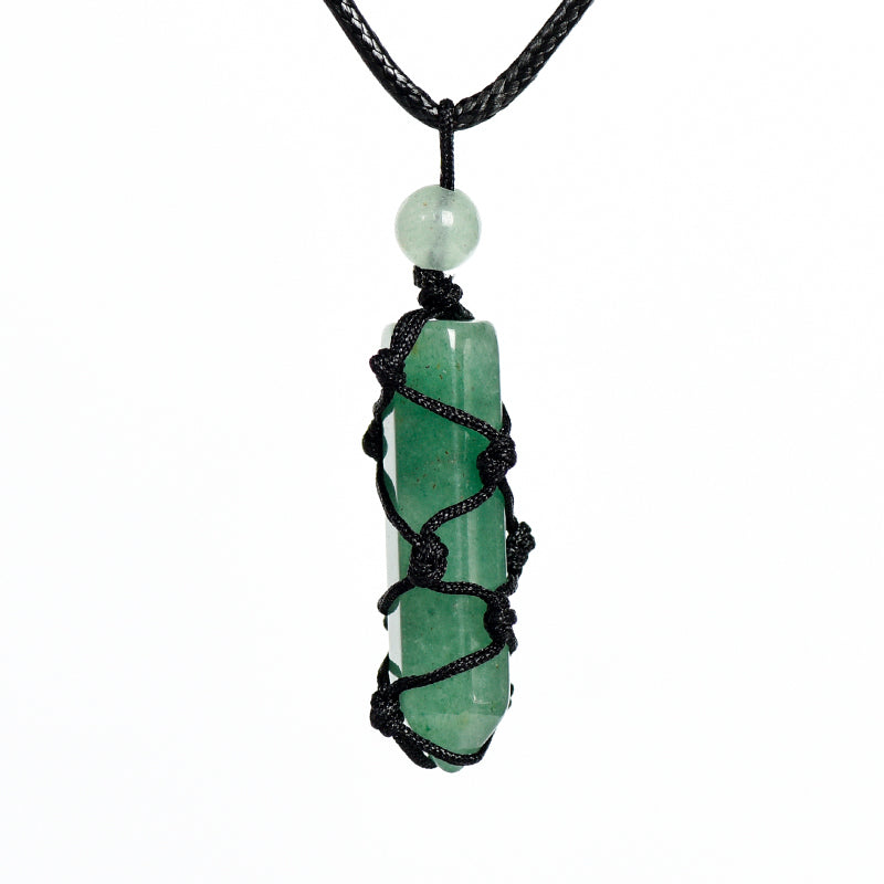 Handwoven Hexagonal Terminated Crystal Points Pendant/Necklace