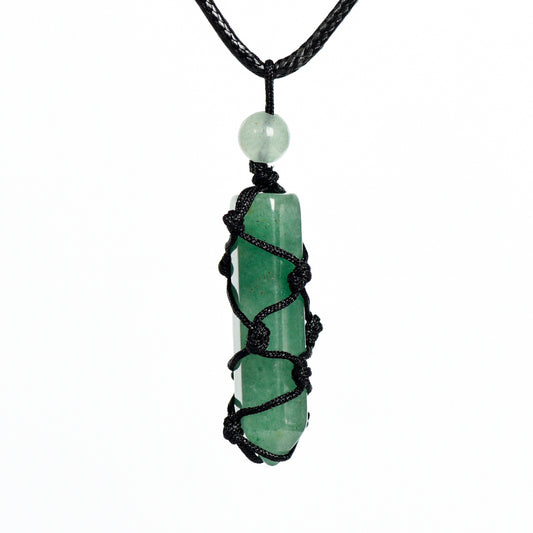 Handwoven Hexagonal Terminated Crystal Points Pendant/Necklace