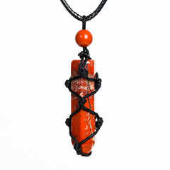Handwoven Hexagonal Terminated Crystal Points Pendant/Necklace