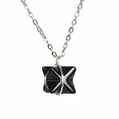 Crystal Wire-Wrapped Merkaba Tumbled Stone Pendant