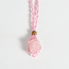 Crystal Handwoven Necklace Cord/Stone Holder Tumbled Stone Pendant/Necklace